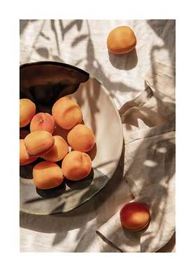 Poster - Apricots, 60 x 90 см, Framed poster on glass