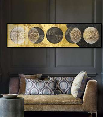 Poster - Moon phases, 150 x 50 см, Framed poster on glass