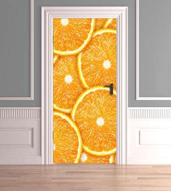 Stickere 3D pentru uși, Felii de portocale, 60 x 90cm, Autocolant pentru Usi
