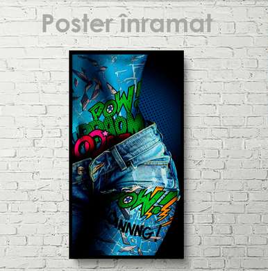 Poster - Ripped jeans, 45 x 90 см, Framed poster on glass, Glamour