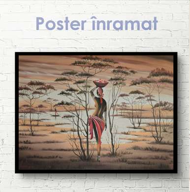 Постер - Этническое изображение девушке, 90 x 45 см, Постер на Стекле в раме, Разные