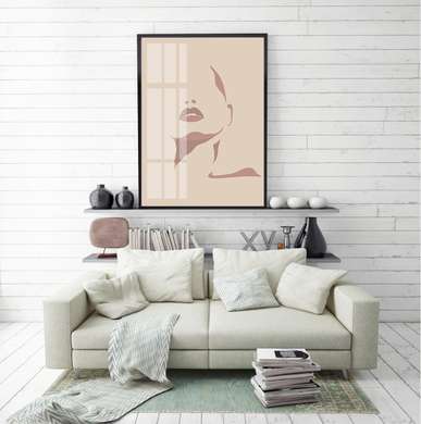 Poster - Fată în stil minimalist, 60 x 90 см, Poster inramat pe sticla