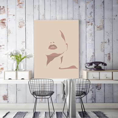 Poster - Girl in a minimalistic style, 60 x 90 см, Framed poster on glass, Minimalism
