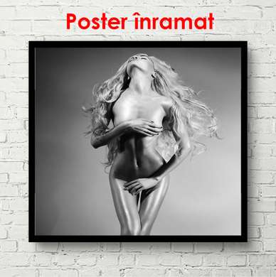Постер - Девушка со светлыми волосами, 100 x 100 см, Постер в раме, Личности