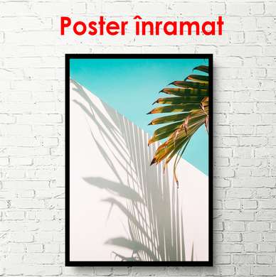 Постер - Абстрактный текстур фона листа и теней, 60 x 90 см, Постер на Стекле в раме, Минимализм