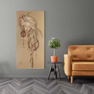 Постер - Девушка из сновидений, 50 x 150 см, Постер на Стекле в раме