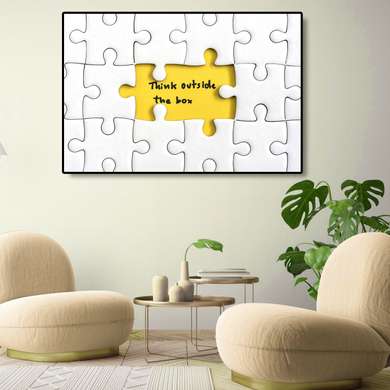 Poster - Think outside the box, 60 x 90 см, Framed poster on glass, Quotes