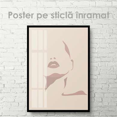Poster - Girl in a minimalistic style, 60 x 90 см, Framed poster on glass, Minimalism