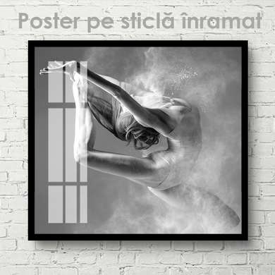 Постер - Танцевальное искусство, 100 x 100 см, Постер на Стекле в раме, Черно Белые