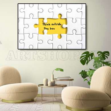 Poster - Think outside the box, 30 x 45 см, Canvas on frame, Quotes