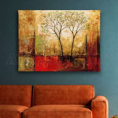 Poster - Abstract autumn landscape, 90 x 60 см, Framed poster on glass, Provence