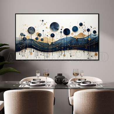 Poster - Circles and abstract nature, 90 x 45 см, Framed poster on glass, Abstract