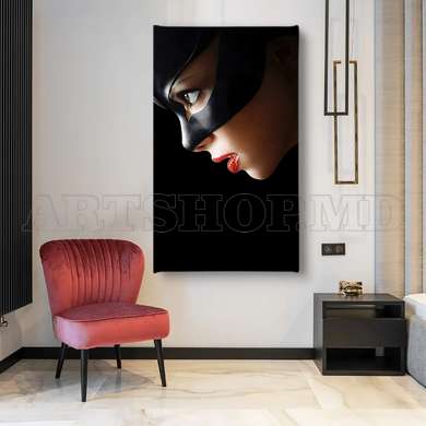 Poster - The girl in the mask, 45 x 90 см, Framed poster on glass, Nude