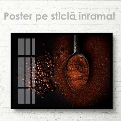 Poster - Boabele de cafea, 90 x 60 см, Poster inramat pe sticla
