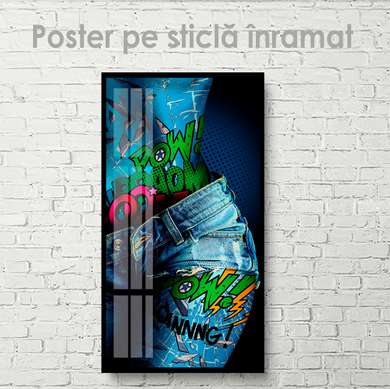 Poster - Blugi rupți, 45 x 90 см, Poster inramat pe sticla