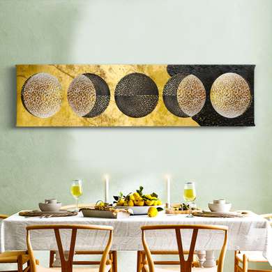 Poster - Moon phases, 150 x 50 см, Framed poster on glass