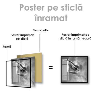 Poster - Dance art, 100 x 100 см, Framed poster on glass, Black & White