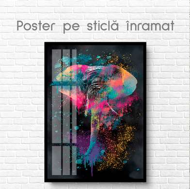 Постер, Абстрактный слон, 60 x 90 см, Постер на Стекле в раме, Животные