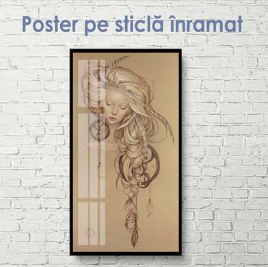 Постер - Девушка из сновидений, 50 x 150 см, Постер на Стекле в раме