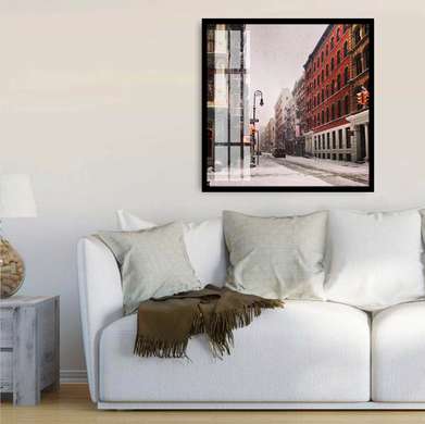 Poster - Iarna în New York, 100 x 100 см, Poster înrămat