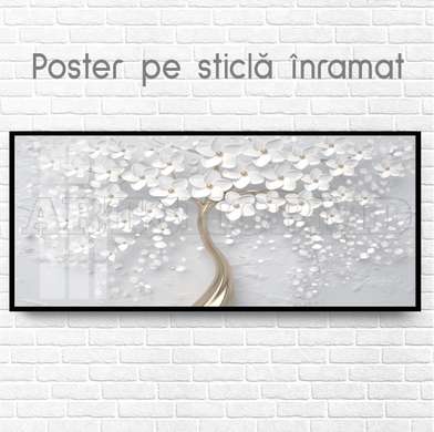 Poster - Copacul cu flori, 60 x 30 см, Panza pe cadru, Botanică