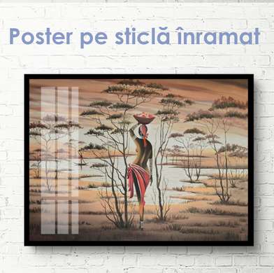 Poster - Imagine etnică a unei fete, 90 x 45 см, Poster inramat pe sticla