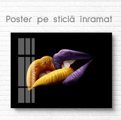 Poster - Colorful kiss, 45 x 30 см, Canvas on frame