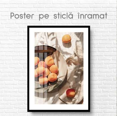 Постер - Абрикосы, 60 x 90 см, Постер на Стекле в раме, Еда и Напитки