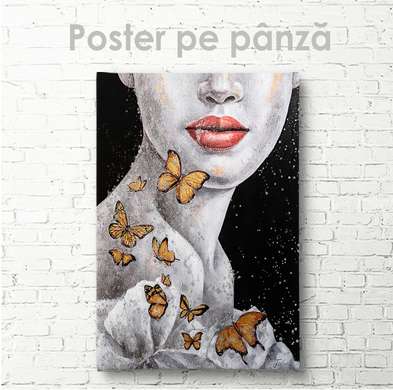 Постер - Бабочки, 60 x 90 см, Постер на Стекле в раме, Черно Белые