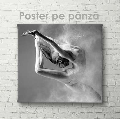 Poster - Dance art, 100 x 100 см, Framed poster on glass, Black & White