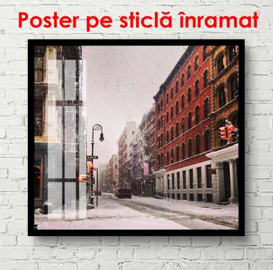Постер - Зимний Нью Йорк, 100 x 100 см, Постер в раме, Города и Карты