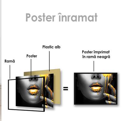Poster - Vopsea aurie, 90 x 60 см, Poster inramat pe sticla