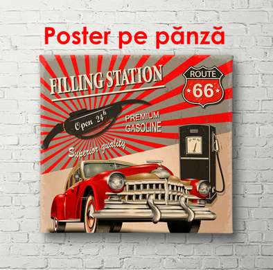 Poster - Mașină retro, 100 x 100 см, Poster înrămat, Vintage