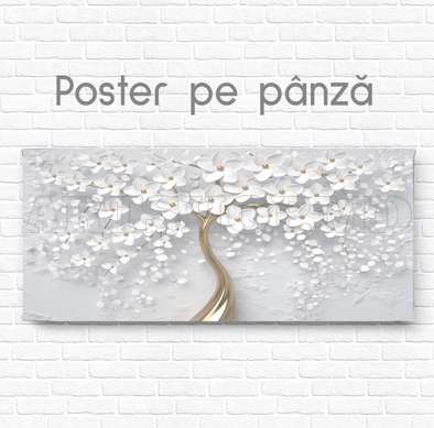 Poster - Copacul cu flori, 60 x 30 см, Panza pe cadru, Botanică