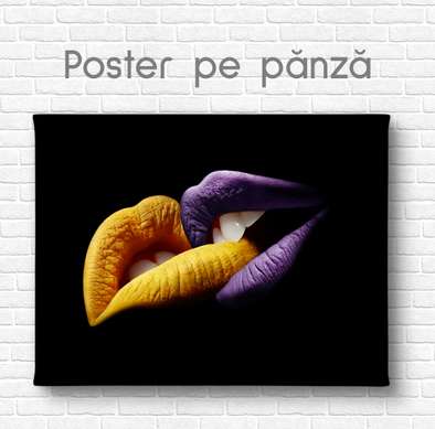Poster - Colorful kiss, 45 x 30 см, Canvas on frame