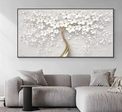 Poster - Copacul cu flori, 60 x 30 см, Panza pe cadru