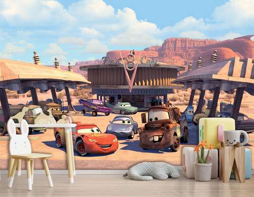 Wall mural for the nursery - Lightning McQueen and his friends