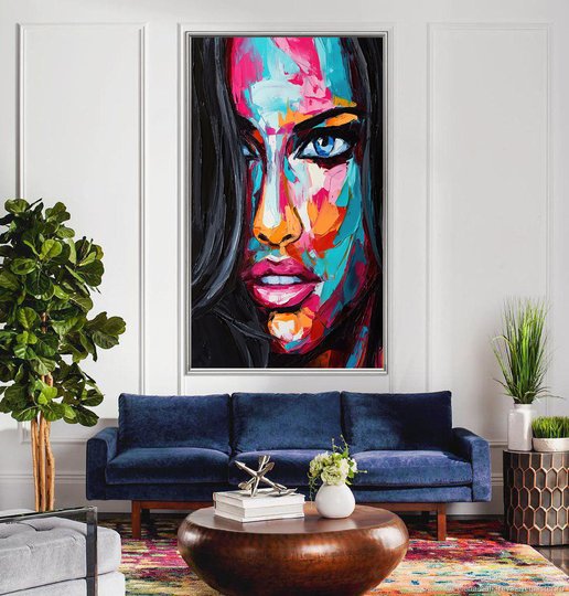 Tablou înramat, Portretul unei fete în culori, 50 x 75 см