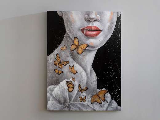 Poster - Butterflies, 60 x 90 см, Framed poster on glass, Black & White