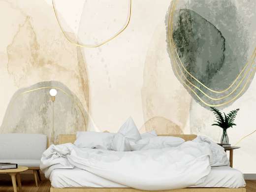 Wall Mural - Delicate circles with golden stripes