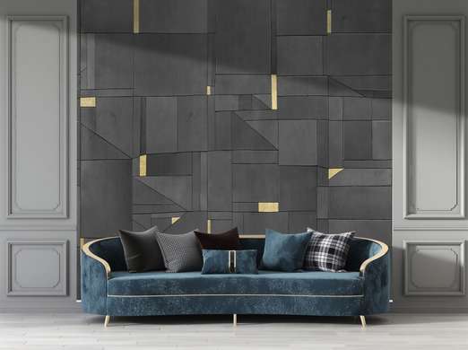 Wall Mural - Black geometry with golden elements