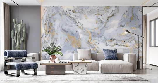 Wall mural - Gray marble texture with gold