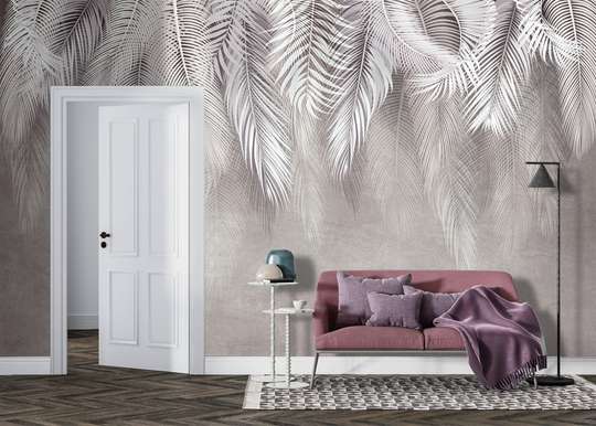 Wall Mural - Pale gray abstract feathers