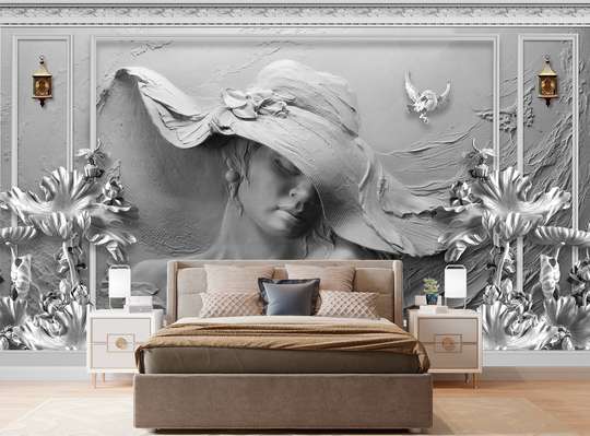 3D Wallpaper - Imitation of a plaster figure