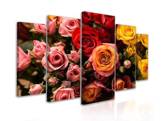 Tablou Multicanvas, Trandafiri multicolori, 108 х 60