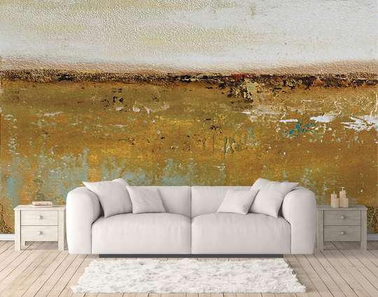 Wall Mural - Abstract wall in green and yellow tones