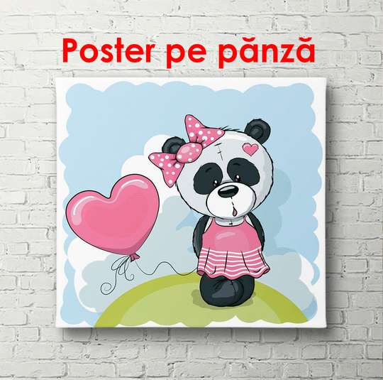 Постер - Панда в платье, 100 x 100 см, Постер в раме, Для Детей