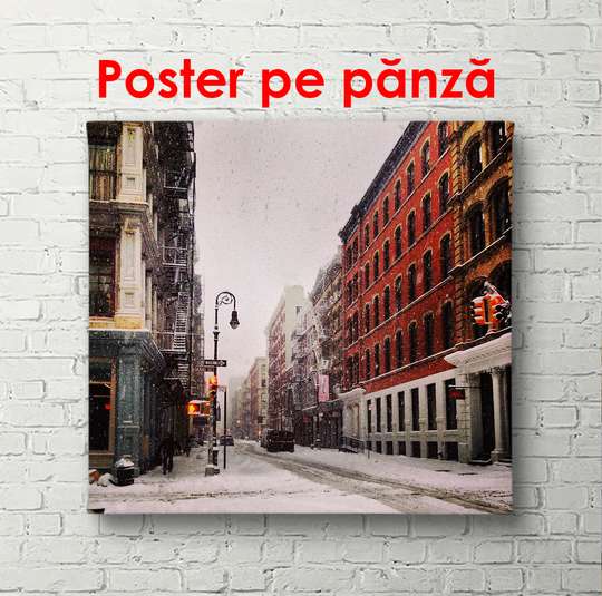 Poster - Winter New York, 100 x 100 см, Framed poster