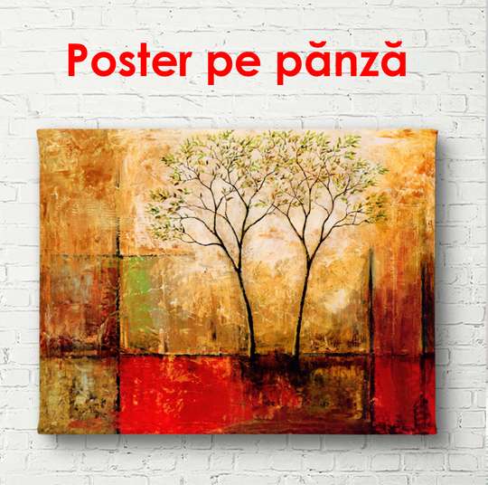 Poster - Peisajul abstract de toamnă, 90 x 60 см, Poster înrămat