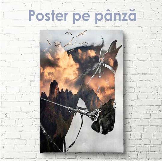 Постер, Абстрактный конь, 30 x 45 см, Холст на подрамнике, Животные